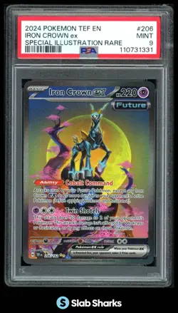 2024 POKEMON TEF EN #206/162 IRON CROWN EX SPECIAL ILLUSTRATION RARE PSA 9 - Image 1