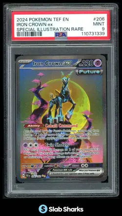 2024 POKEMON TEF EN #206/162 IRON CROWN EX SPECIAL ILLUSTRATION RARE PSA 9 - Image 1