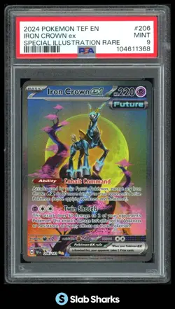 2024 POKEMON TEF EN #206/162 IRON CROWN EX SPECIAL ILLUSTRATION RARE PSA 9 - Image 1