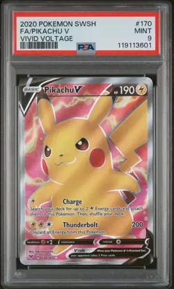 Pokemon TCG Vivid Voltage Pikachu v 170/185 Full Art Ultra Rare Card PSA 9 Mint - Image 1