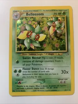 Pokemon TCG Bellossom Neo Genesis Holo Unlimited Rare Card 3/111 LP + Condition - Image 1