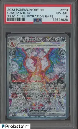 2023 Pokemon OBF EN Special Illustration Rare #223 Charizard Ex PSA 8 - Image 1