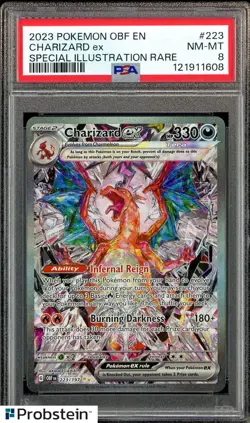 2023 Pokemon OBF EN Special Illustration Rare #223 Charizard Ex PSA 8 NM-MT - Image 1