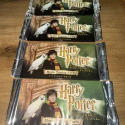 Harry Potter and the Sorcerers Stone Movie Trading Cards 2001 New Sealed Pack X4 - Image 1