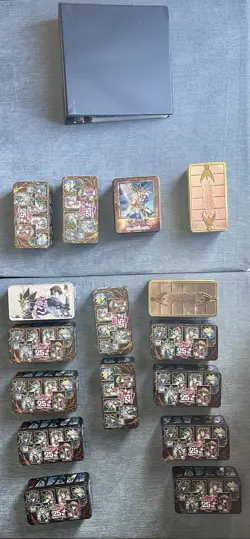 Yu-Gi-Oh Card Storage Unit Lot - 16 Tins TOTAL (4 Filled, 12 Empty) + Binder - Image 1