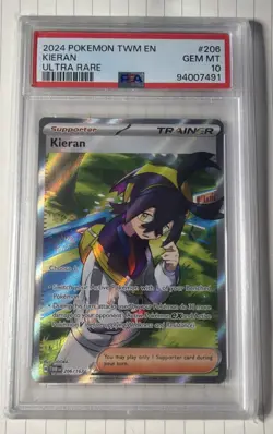 PSA 10 Kieran (FA) Twilight Masquerade 206/167 Holo Pokemon Card B26 - Image 1
