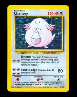 1999 Pokemon CHANSEY Base Set HOLO RARE Unlimited Edition Card 3/102 WotC NM - Image 2