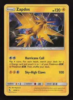 Zapdos 24/68 - Hidden Fates - Holo Rare Pokemon Card - Near Mint - Image 1