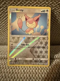 Pokemon Skitty 120/168 SM - Celestial Storm Reverse Holo card - Image 1