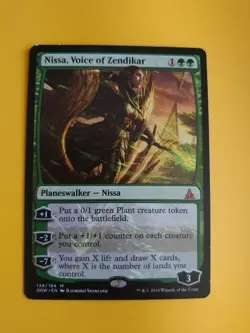 Nissa, Voice of Zendikar. OGW Wear to edges Planeswalker MTG Card. - Image 2