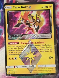 Pokemon Card Tapu Koko Prism Star 51/181 Team Up Prism Star Rare TCG Pokmon - Image 1
