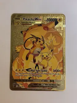 Pikachu Vmax Gigantamax G-Max Volt Tackle Gold Metal Fan Art Card 10000HP M/NM - Image 1