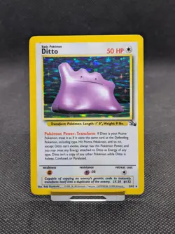 Pokemon Card Ditto 3/62 Fossil Set Rare Holo WOTC Played - Image 1