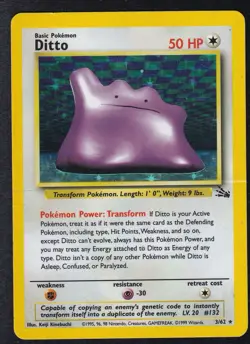 Ditto 3/62 Holo Rare Fossil Set Pokemon Card WOTC TCG - Image 1