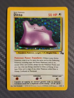Pokemon TCG - Ditto - Fossil Set - Holo Rare Trading Card (3/62) - Image 1