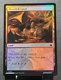 MTG 0259 BLOODFELL CAVES Foil land Foundations card⚔NM/MT - Image 1