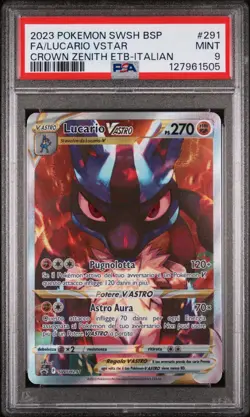 CARTA POKEMON PROMO PSA 9 LUCARIO VSTAR V ASTRO SWSH 291 ITA 2023 - Image 1