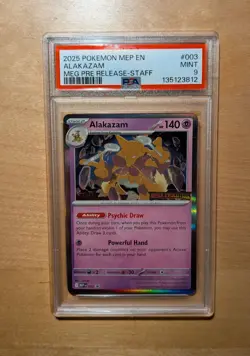Alakazam 003/132 Mega Evolution Prerelease-staff Pokemon PSA 9 - Image 1