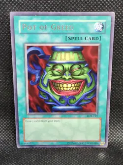 Yugioh Pot of Greed (Spell) LOB-119 Damaged Condition - Image 1