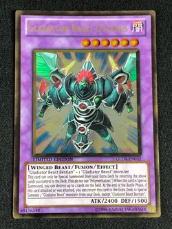YUGIOH GLADIATOR BEAST GYZARUS GLD4-EN032 GOLD NM - Image 1