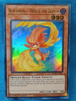 YuGiOh Cards - Blackwing - Breeze the Zephyr - BLCR-EN061 **Near Mint** - Image 1