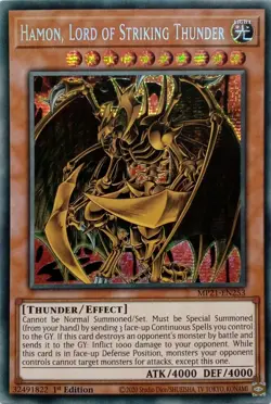 MP21-EN253 HAMON, LORD OF STRIKING THUNDER SECRET RARE 1ST EDITION YuGiOh CARD - Image 1