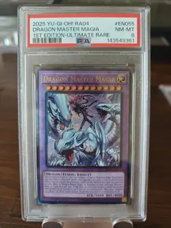 PSA 8 YU-GI-OH! RA04 Dragon Master Magia 1st Edition Ultimate Rare - Image 1
