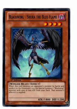 Yugioh- 1X Blackwing - Shura the Blue Flame - Rare - 1st - DP11-EN004 - LP - Image 1