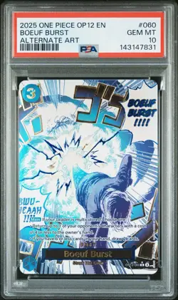 2025 ONE PIECE OP12-060 LEGACY OF THE MASTER BOEUF BURST EVENT ALT ART PSA 10 - Image 1