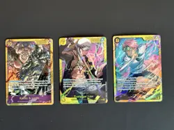 OPTCG Secret Rare lot SEC 3 3xcards One Piece card game Koby Trafalgar Law - Image 1