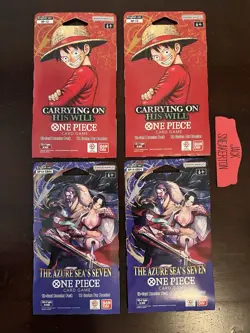 One Piece TCG - 2x OP-13 Carrying On His Will & 2x OP14-EB04 Azure Sea’s Packs - Image 1