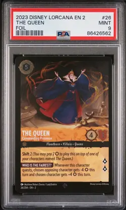 PSA 9 💫 FOIL - The Queen Commanding Presence 26/204 Rare Disney Lorcana EN 2 - Image 1