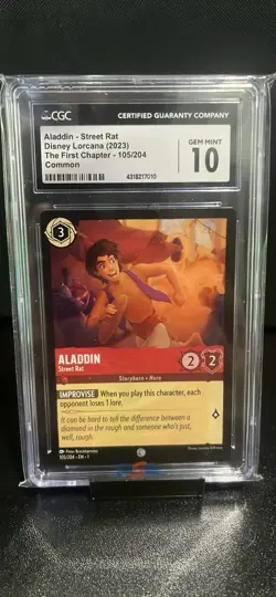 2023 Disney Lorcana TCG Aladdin Street Rat Non Foil 105/204 #105 PSA 10 GEM MINT - Image 1