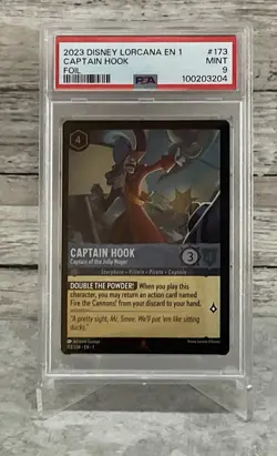 2023 DISNEY LORCANA EN 1 CAPTAIN HOOK FOIL # 173 PSA 9 - Image 1