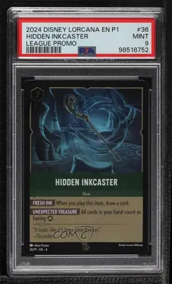 2022 Disney Lorcana - Promos Foil Hidden Inkcaster (League Promo) #36 PSA 9 MINT - Image 1