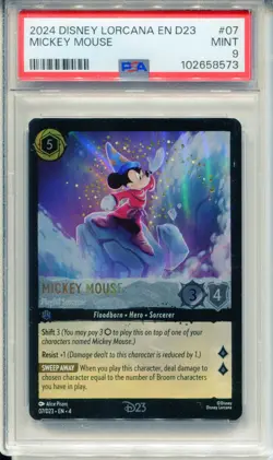 Disney Lorcana D23 Mickey Mouse Playful Sorcerer Promo Graded PSA 9 #07 - Image 1