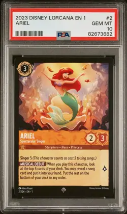 Disney Lorcana ARIEL 2/204 Spectacular Singer PSA 10 GEM MINT Super Rare - Image 1