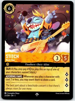 #23 Stitch - Rock Star Super - Rare - Amber 2023 Disney Lorcana First Chapter - Image 1