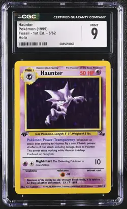 CGC 9 MINT Haunter 1999 Fossil 1st Edition 6/62 Holo Pokemon Card - Image 1