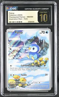 Piplup 098/094 Illustration Rare Phantasmal Flames CGC Pristine 10 Pokemon Card - Image 1