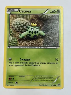 Pokemon TCG Cacnea 4/162 Regular Common Basic 60HP Cactus 10 Attack Card - Image 1
