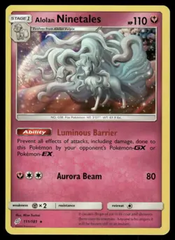 Pokemon Cards Alolan Ninetales 111/181 Team Up Sun & Moon Holo Rare NM - Image 1