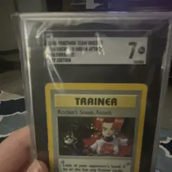 Pokemon Rocket's Sneak Attack Team Rocket 1st Edition Trainer SGC 7 Graded 2000 - Image 2