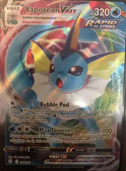 2021 Pokemon Vaporeon Vmax Rapid Strike 030/203 - Image 1