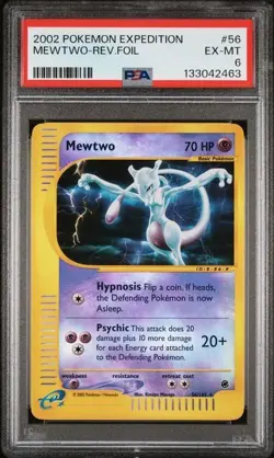 PSA 6 Holo MewTwo 2002 Pokemon Expedition 56/165 Rare WOTC new slab - Image 1