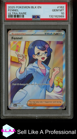 FENNEL ULTRA RARE POKEMON BLK EN-BLACK BOLT 2025 162 PSA 10 - Image 1