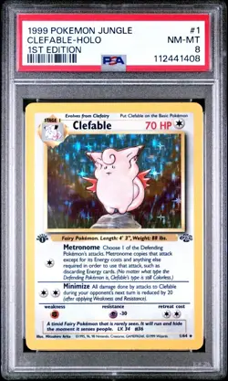 1999 Pokemon Jungle 1st Edition #1 Clefable - Holo PSA 8 - Image 1