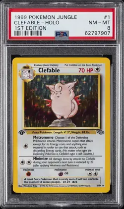 1999 POKEMON JUNGLE 1ST ED #1 CLEFABLE-HOLO PSA 8 - Image 1