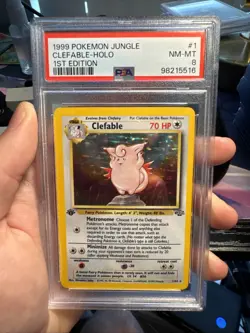 1999 Pokemon Jungle #1 Clefable-Holo 1st Edition PSA 8 - Image 1