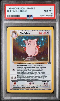 1999 Pokemon Jungle #1 Clefable Holo PSA 8 NM-MT - Image 1